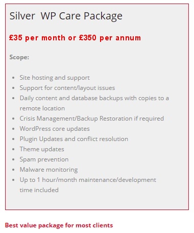 Wordpress Silver Hosting Package